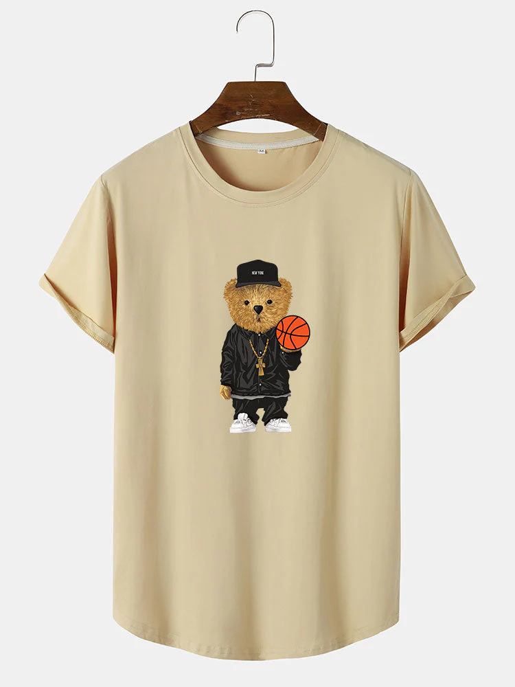 Cassian® | Basketball Bear Print Arc Hem T-Shirt - Image 3