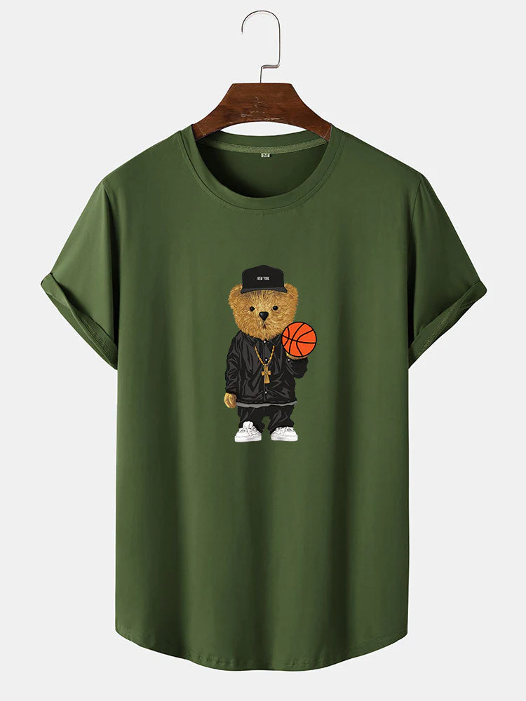 Cassian® | Basketball Bear Print Arc Hem T-Shirt - Image 4