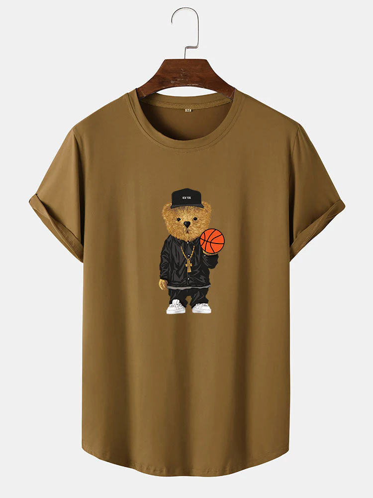 Cassian® | Basketball Bear Print Arc Hem T-Shirt - Image 8