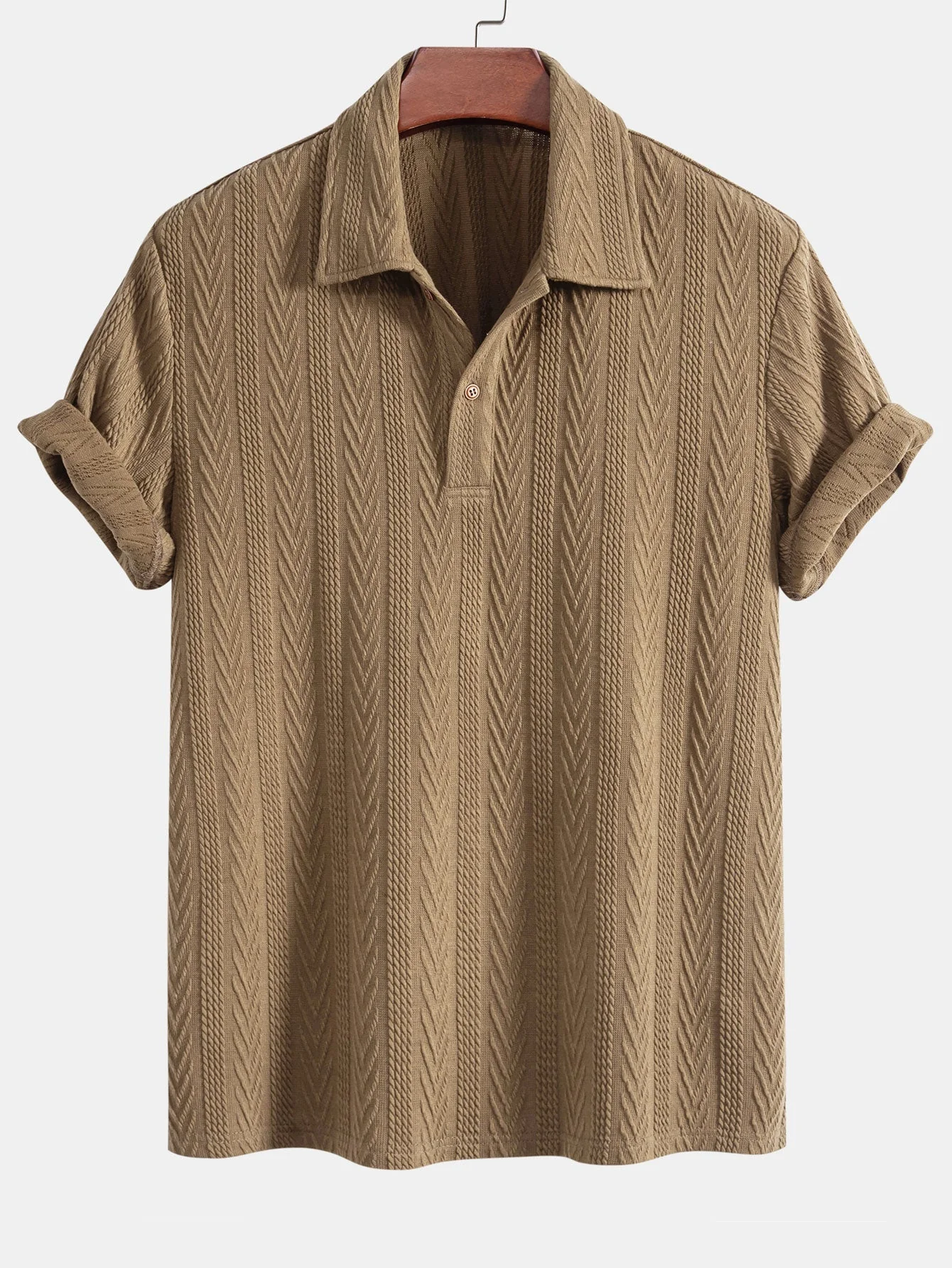 Cayetano® | Knitted Geometric Jacquard Polo - Image 7