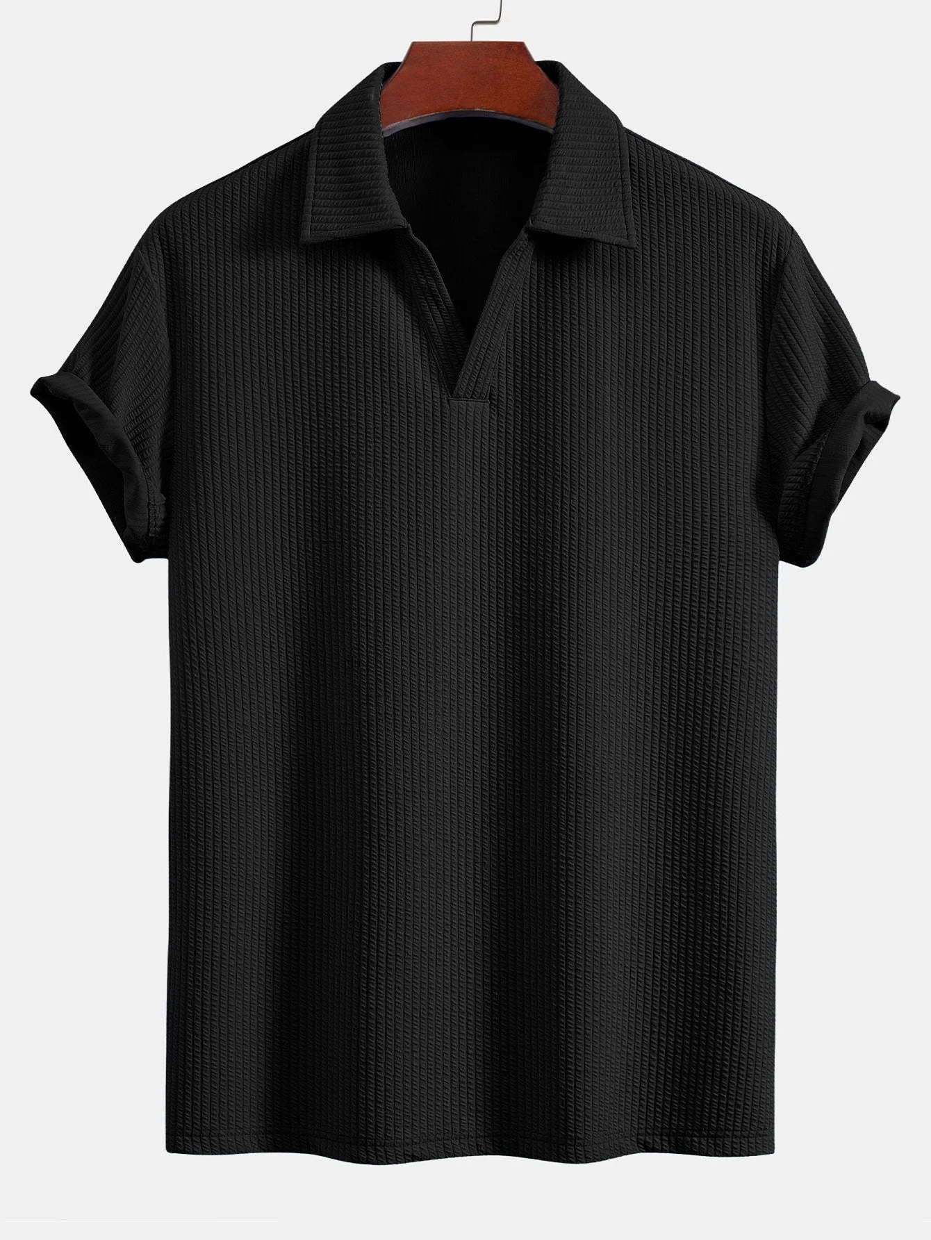 Celio® | Short Sleeved V-Neck Ribbed Polo - Image 3