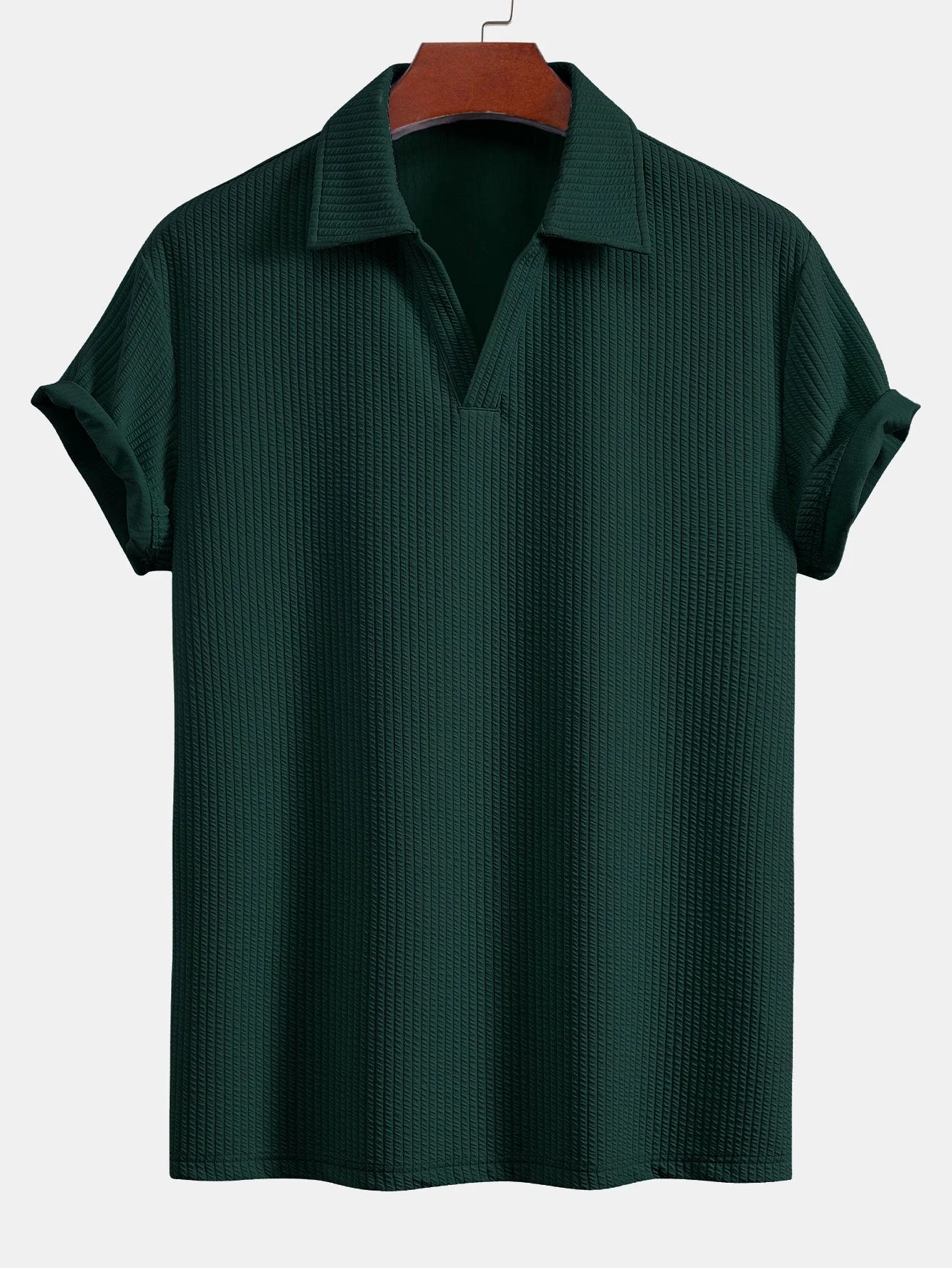Celio® | Short Sleeved V-Neck Ribbed Polo - Image 5
