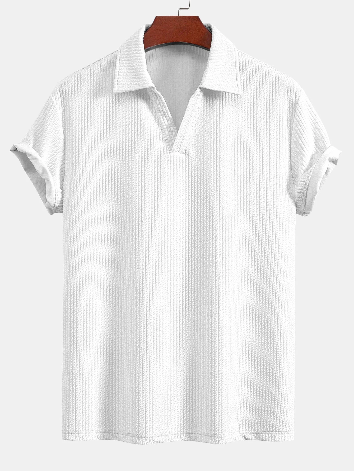 Celio® | Short Sleeved V-Neck Ribbed Polo - Image 7