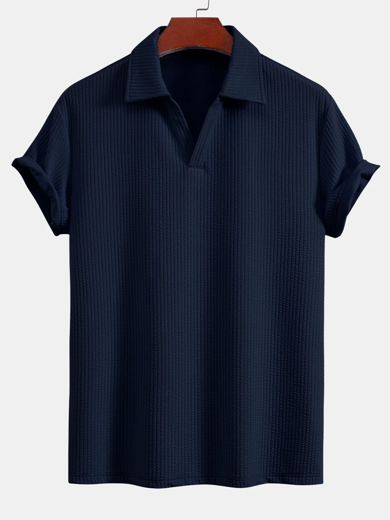 Celio® | Short Sleeved V-Neck Ribbed Polo - Image 9