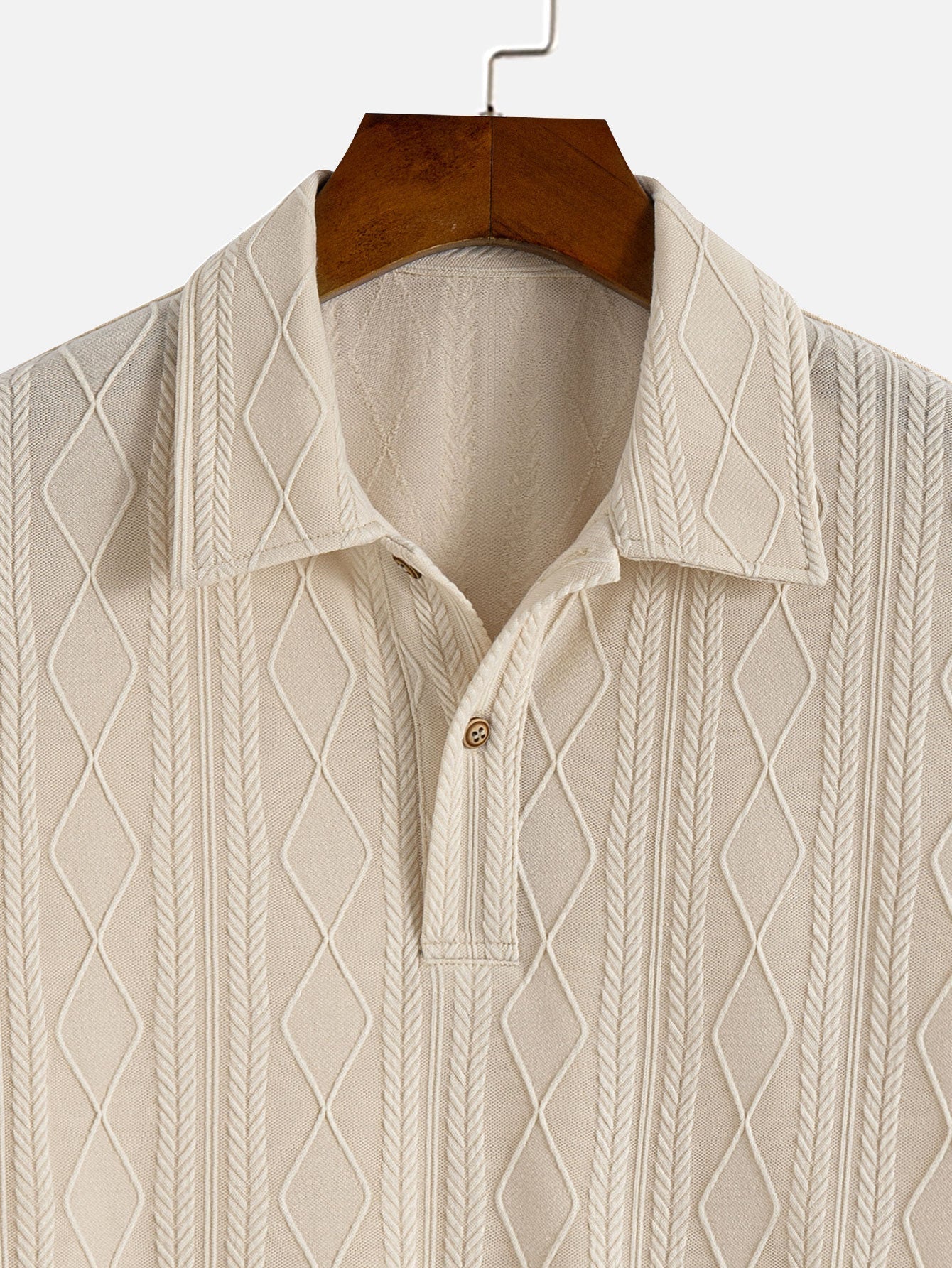 César® | Knitted Geometric Rhombus Jacquard Polo - Image 8