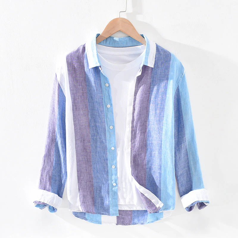 Chad® | Lightweight Linen Shirt With Stripes - Image 4
