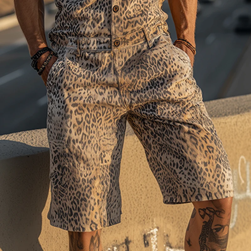 Chad | Men'S Spring And Summer Fashion Casual Leopard Print Tank Top-Style Jumpsuit - Image 5