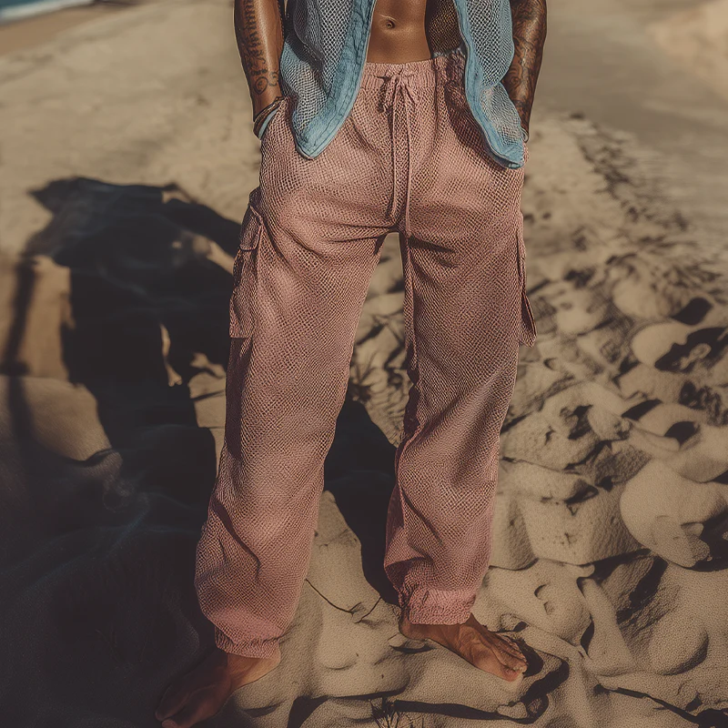 Chandler | Men'S Spring And Summer Fashion Casual Mesh Fabric With Lining Multi-Pocket Cuff Elastic Waist Pants - Image 2