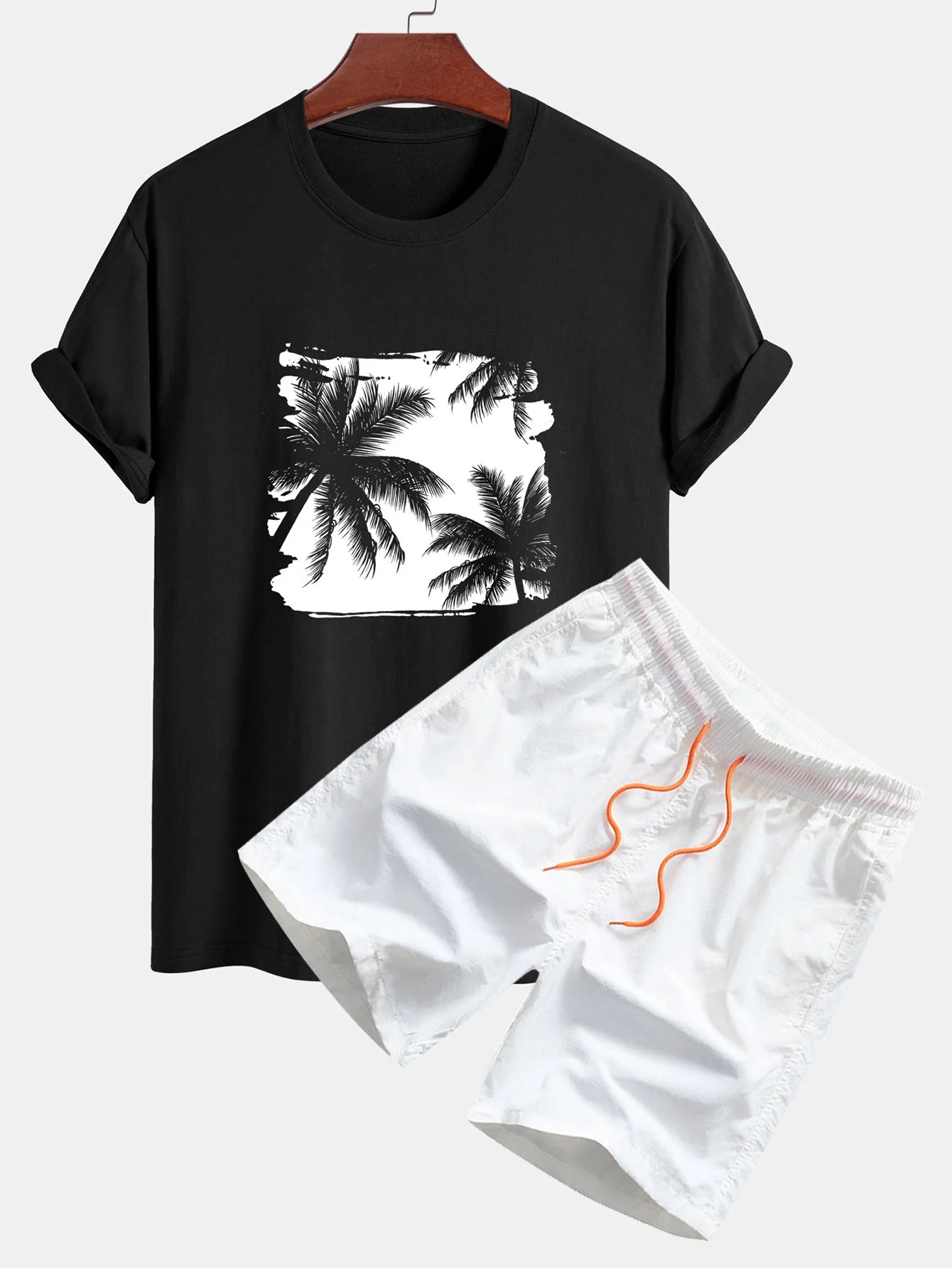 Chase® | Regular Fit Palm Trees Silhouette Print Cotton T-Shirt & Swim Shorts - Image 4