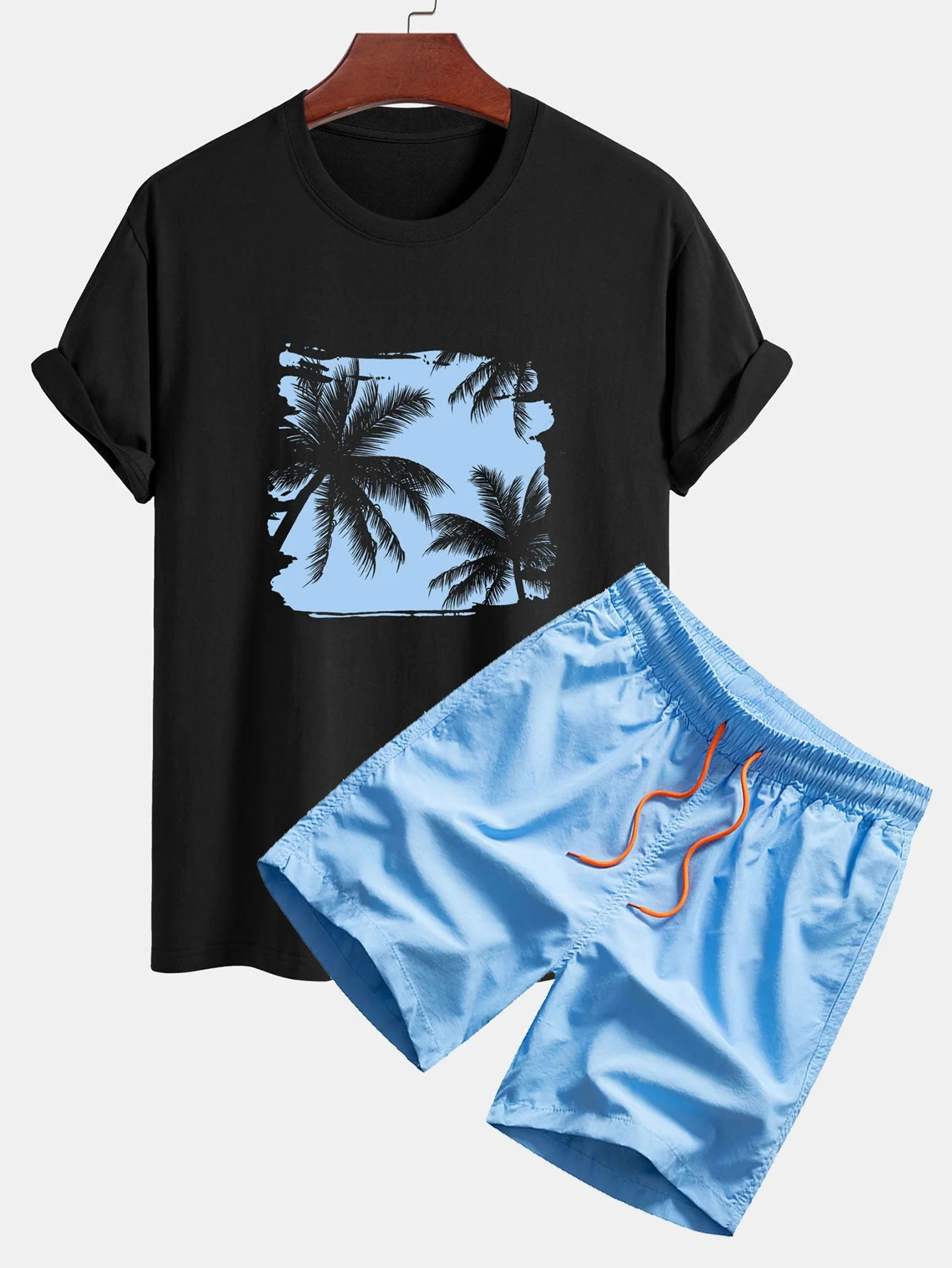 Chase® | Regular Fit Palm Trees Silhouette Print Cotton T-Shirt & Swim Shorts - Image 6