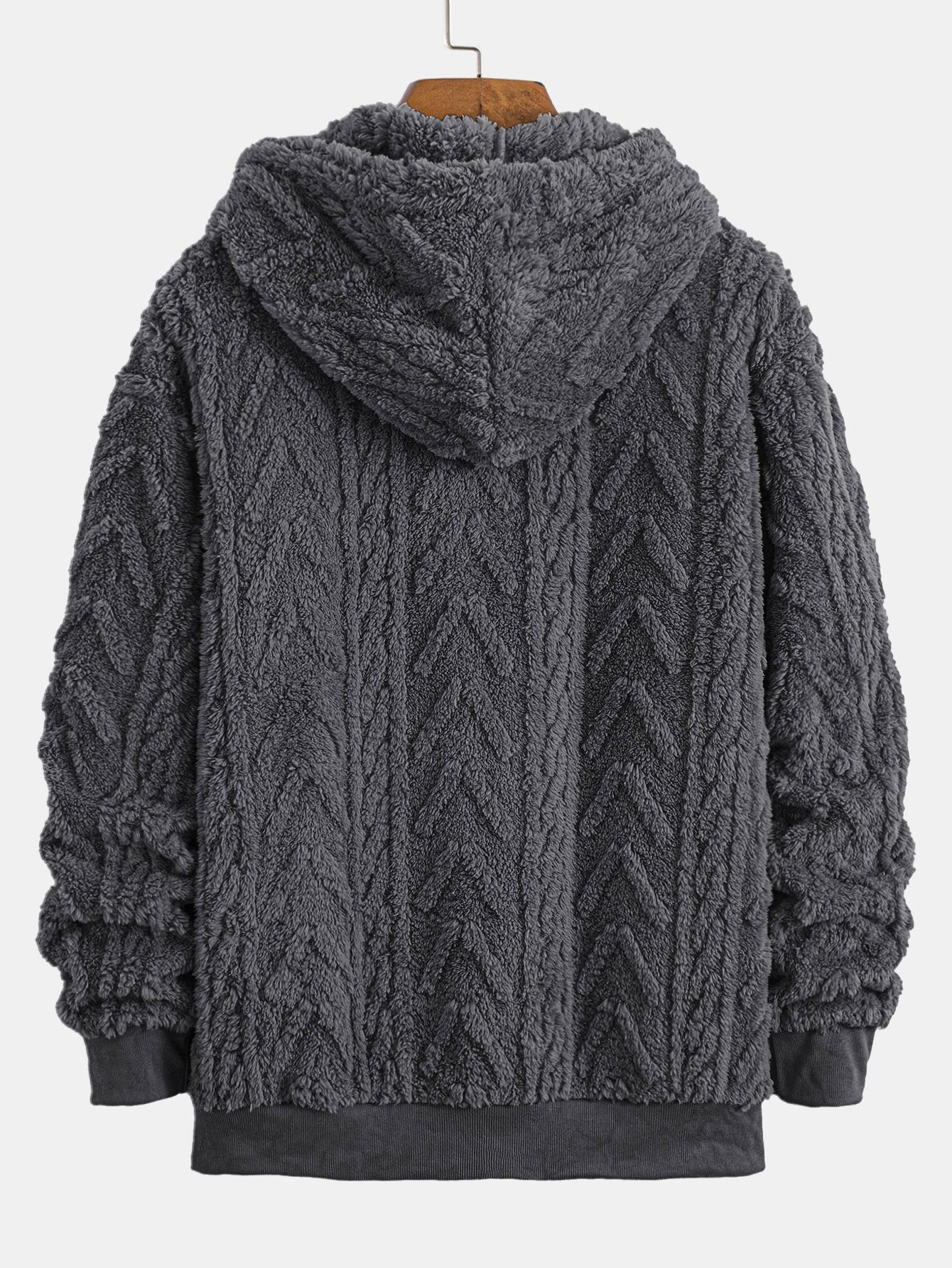 Cillian | Geometric Jacquard Zip Up Teddy Hoodie - Image 7