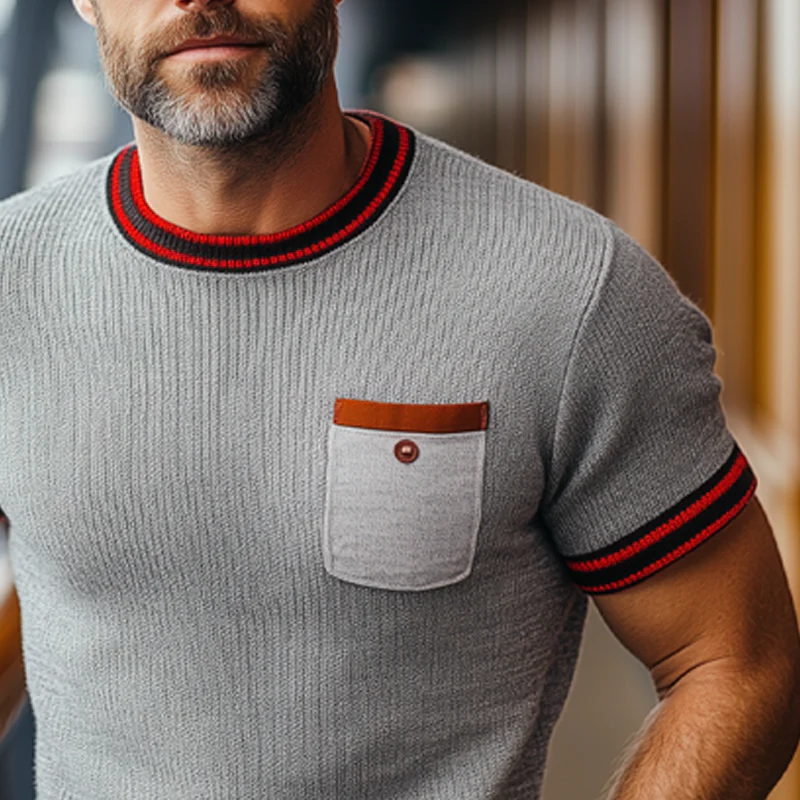 Clarence | Men'S Business Round Neck Knitted Short Sleeve T-Shirt - Image 4