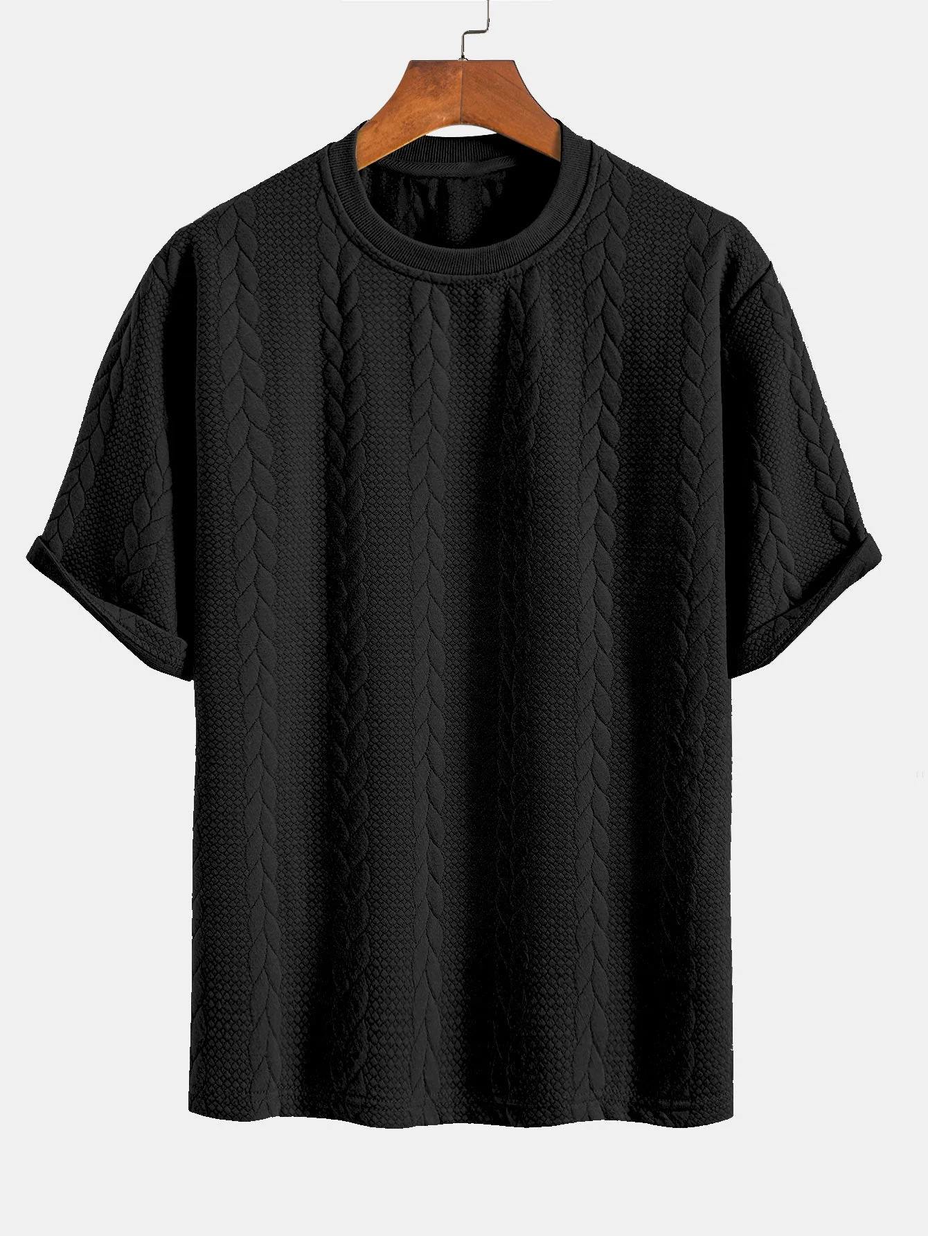 Clay® | Relax Fit Mid-Length Sleeve Twist Jacquard T-Shirt & Shorts - Image 13
