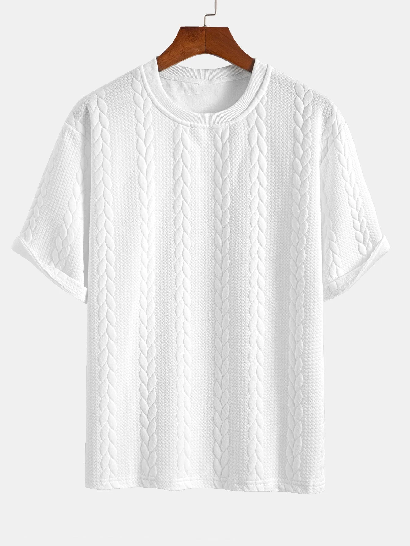 Clay® | Relax Fit Mid-Length Sleeve Twist Jacquard T-Shirt & Shorts - Image 5