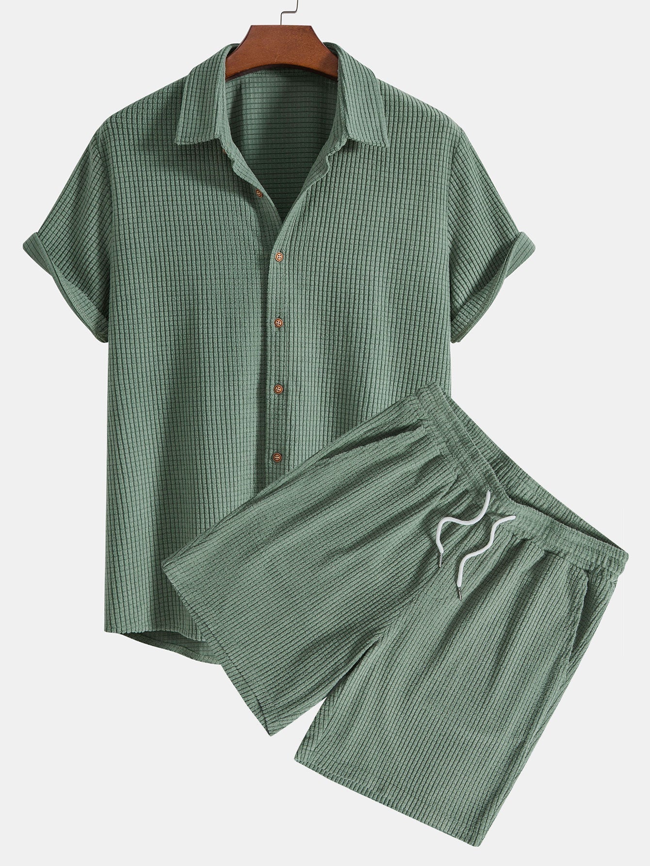 Clayton® | Waffle Button Up Shirt & Shorts - Image 2
