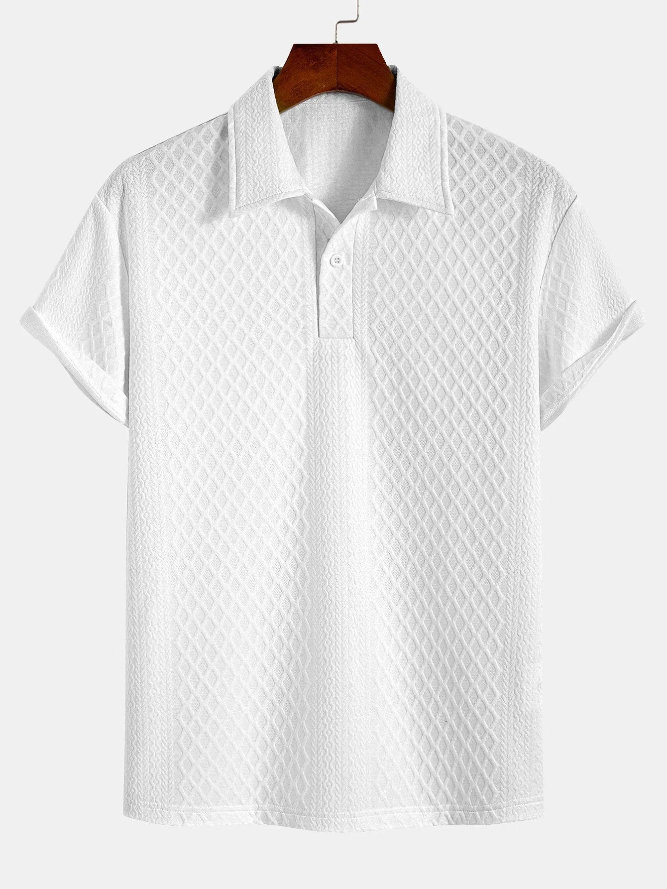 Cleto® | Rhombus Geometric Jacquard Polo - Image 2