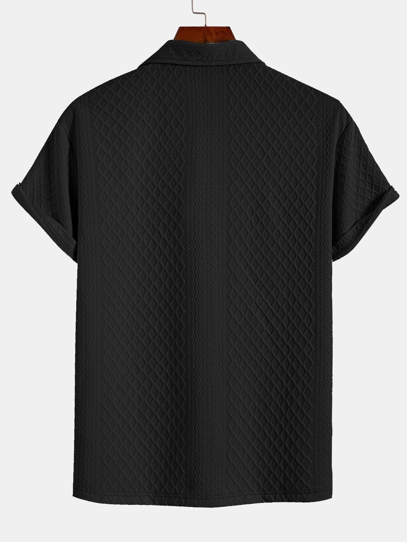 Cleto® | Rhombus Geometric Jacquard Polo - Image 4