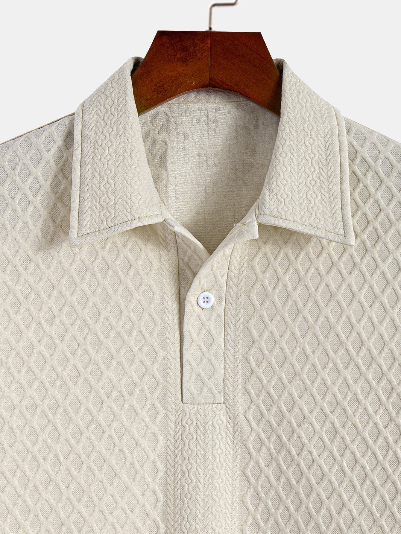 Cleto® | Rhombus Geometric Jacquard Polo - Image 6
