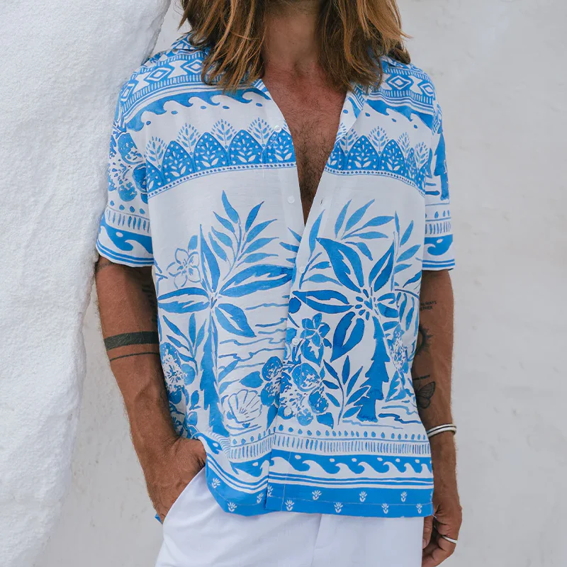 Clint | Men'S Spring And Summer Fashion Casual Tencel Cotton Printed Short Sleeve Shirt - Image 6