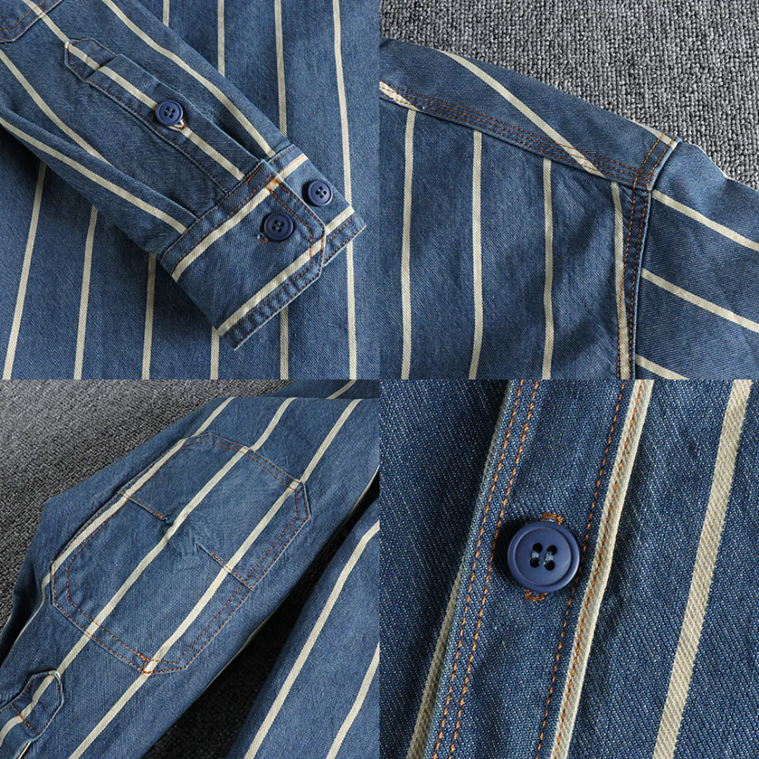 Clive® | Trendy Striped Denim Shirt - Image 2