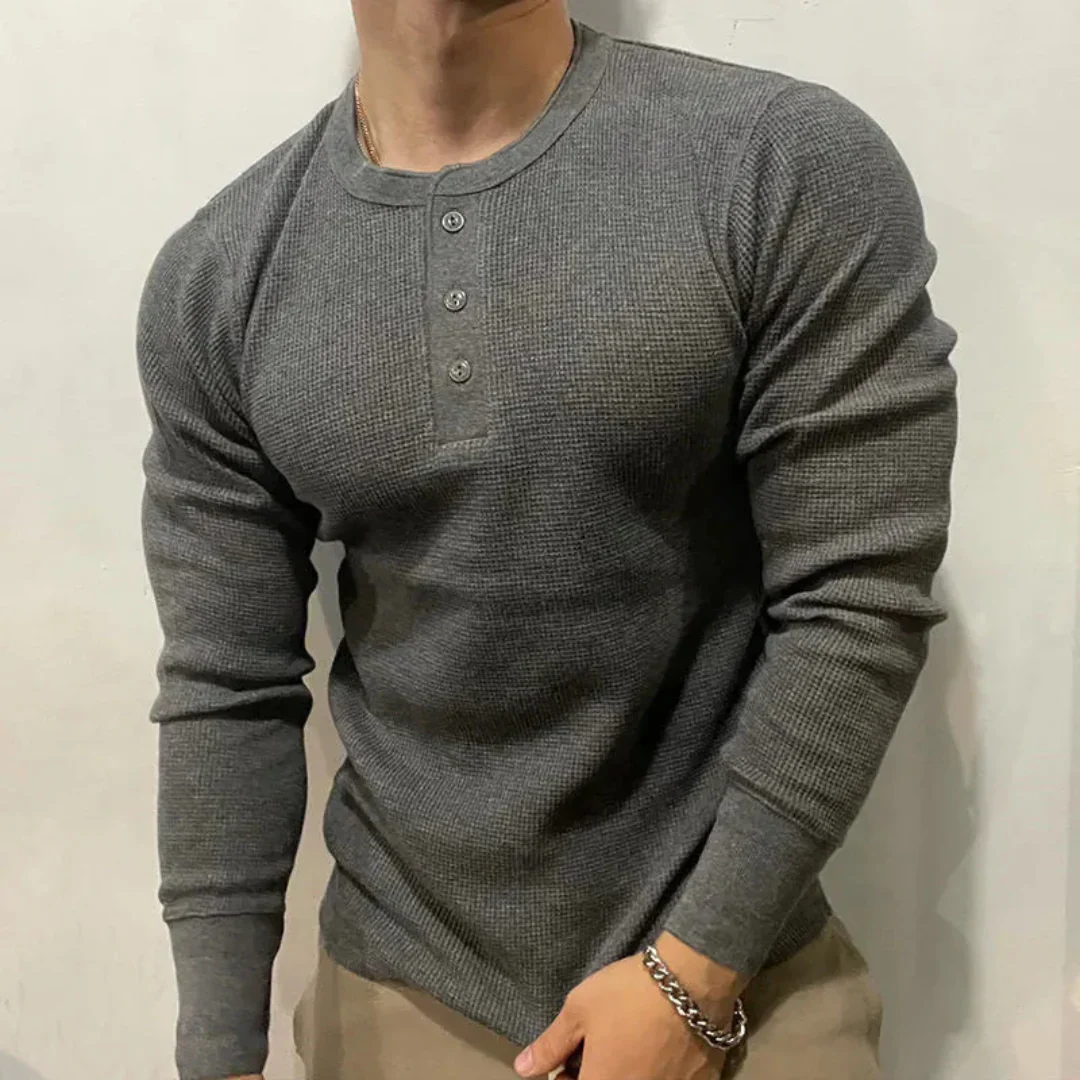 Clodomiro | Knit Muscle Henley Shirt - Image 6