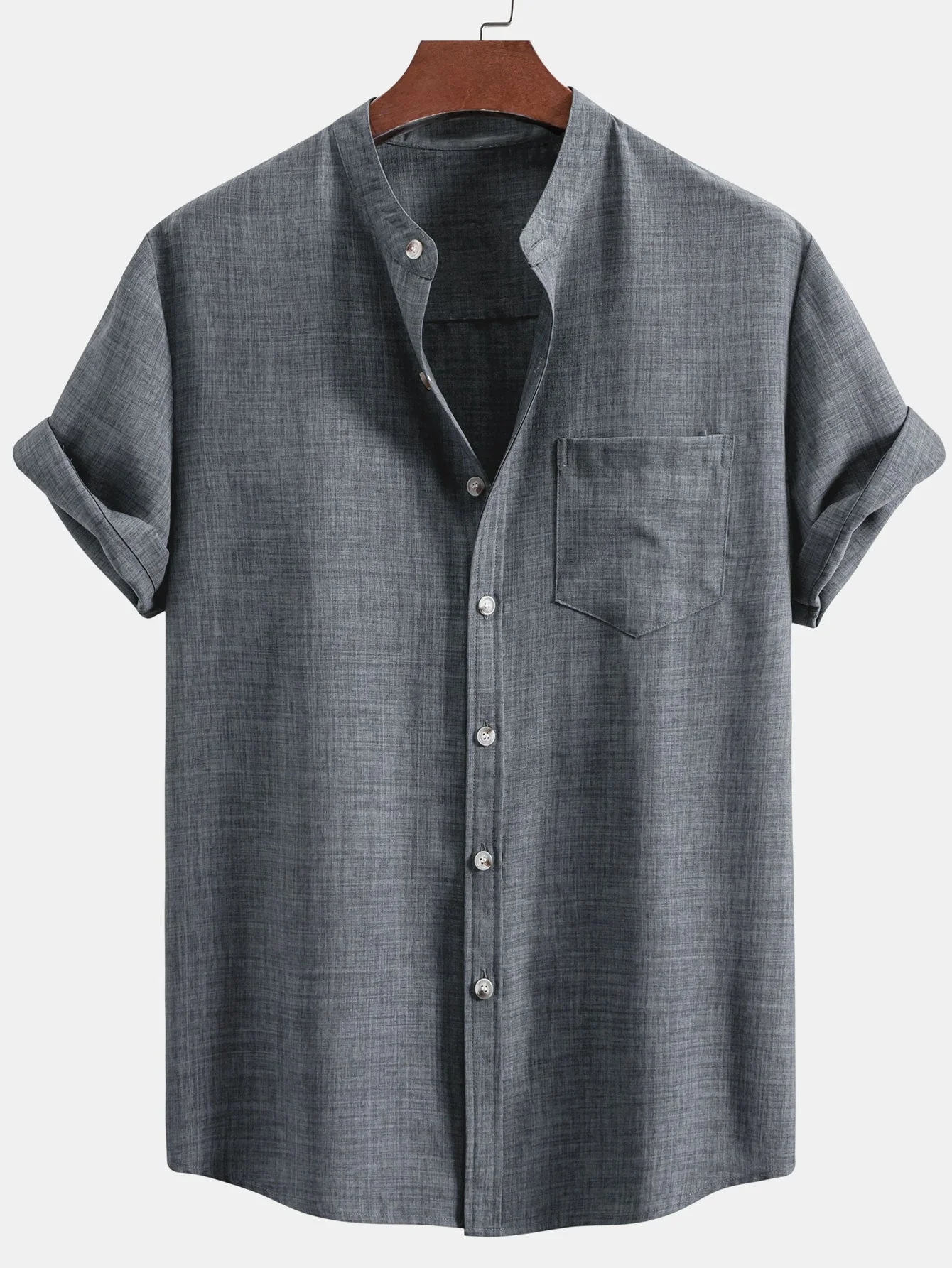 Cody® | Short Sleeve Stand Collar Shirt & Straight Leg Linen Pants - Image 10