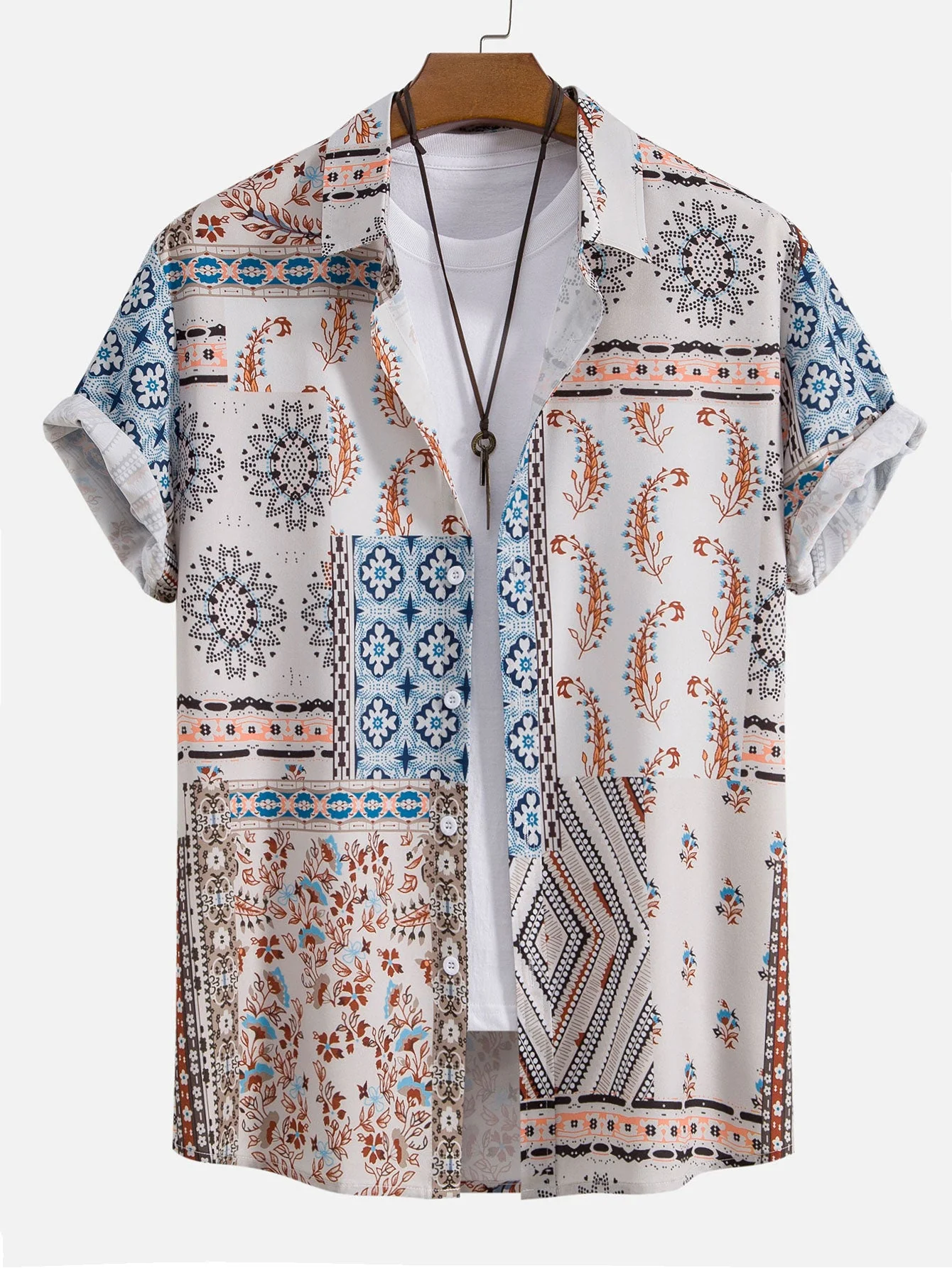 Colin® | Scarf Print Button Up Shirt & Swim Shorts - Image 5