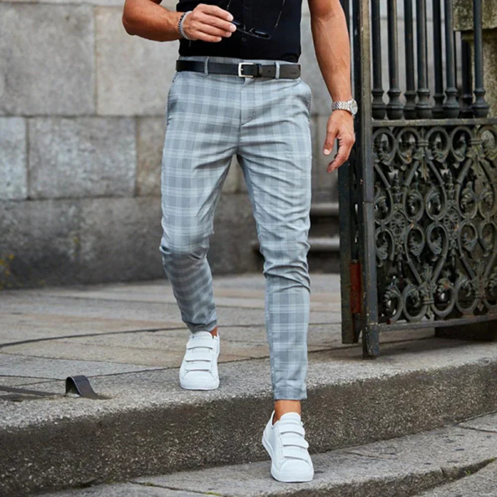 Colton® | Fashionable Checked Long Pencil Pants For Men - Image 4