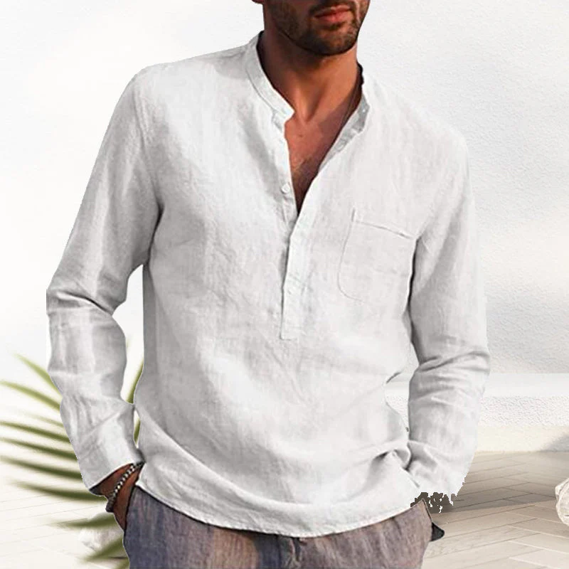 Crispin® | Men'S Linen Shirt With V-Neck - Image 2