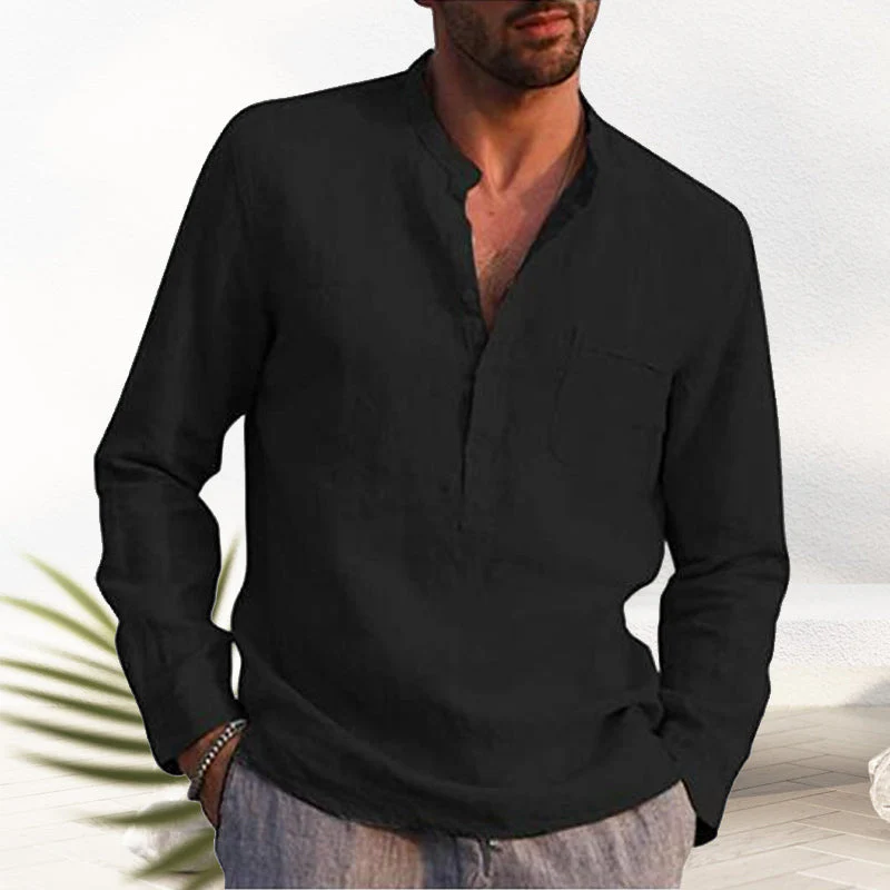 Crispin® | Men'S Linen Shirt With V-Neck - Image 3