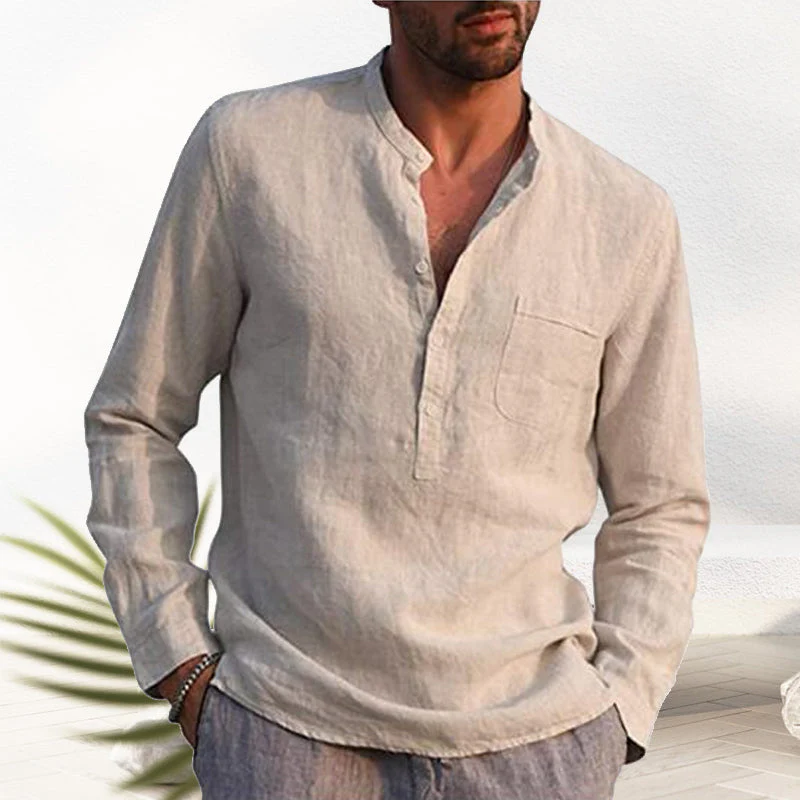 Crispin® | Men'S Linen Shirt With V-Neck - Image 8