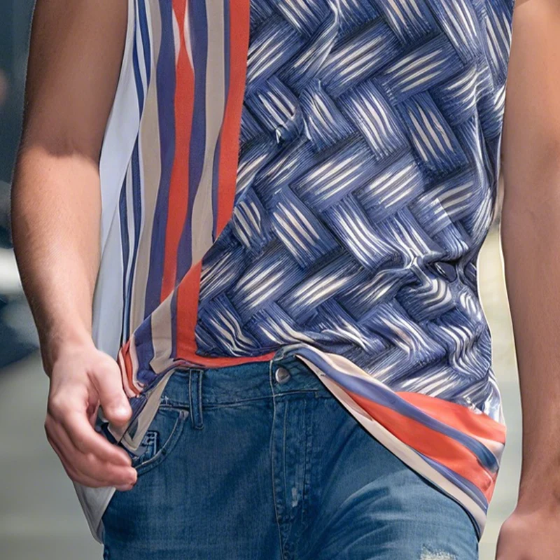 Cristian | Men'S Spring And Summer Fashion Casual Chiffon Printed Round Neck Tank Top - Image 5