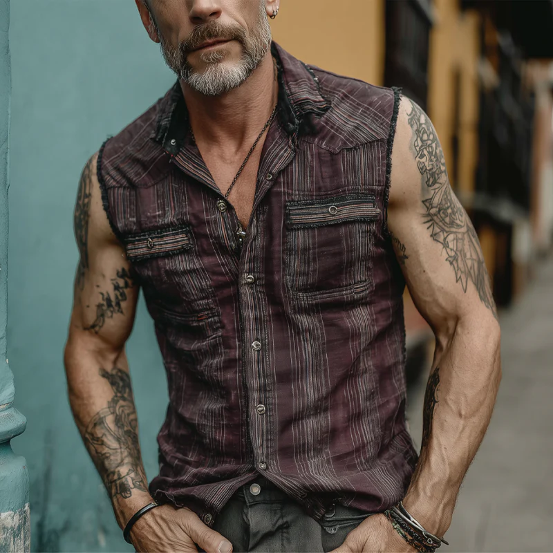 Cruz | Men'S Vintage Check Multi-Pocket Lapel Vest - Image 4