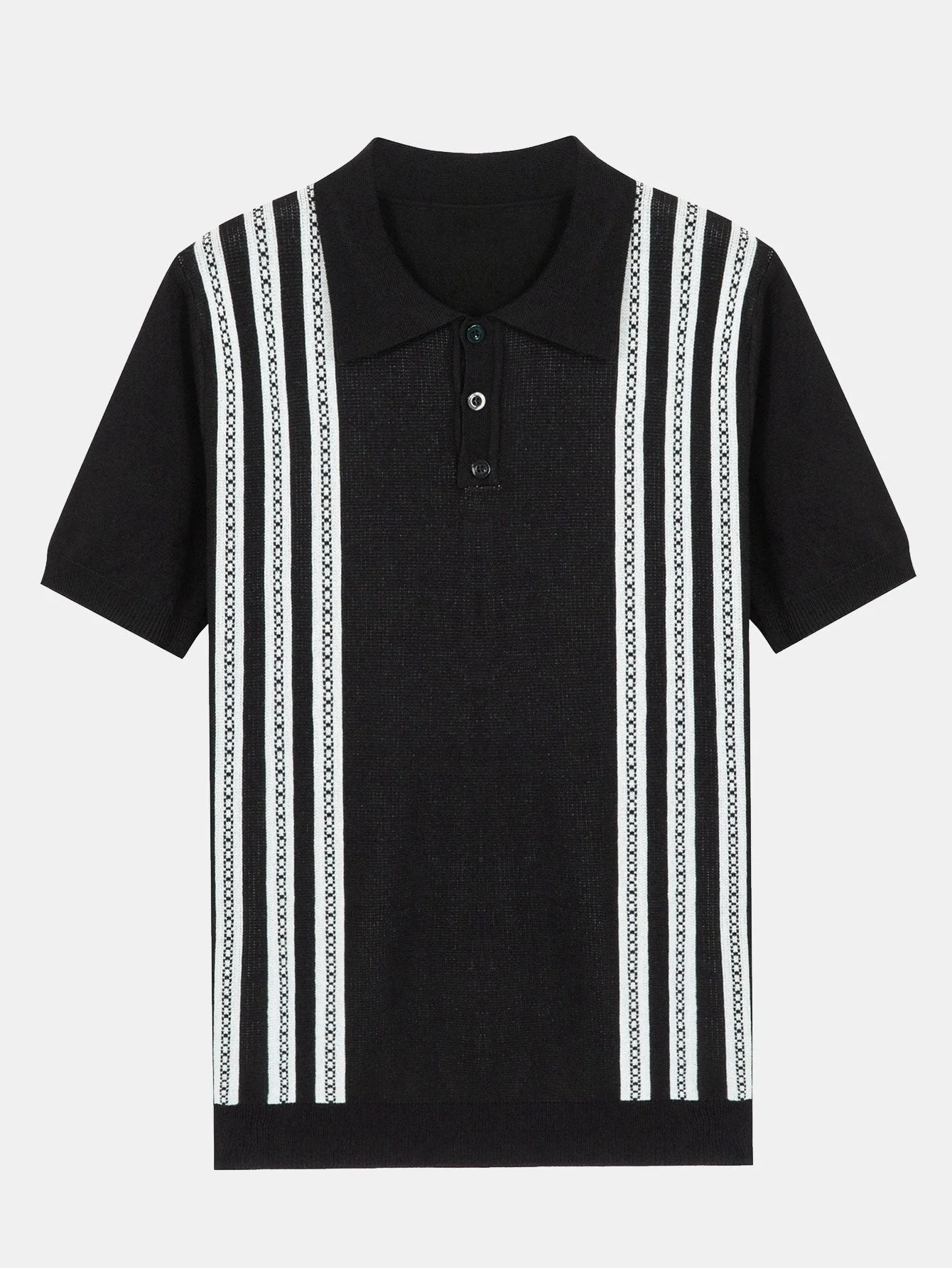 Cuno® | Striped Short Sleeve Sweater Polo - Image 2