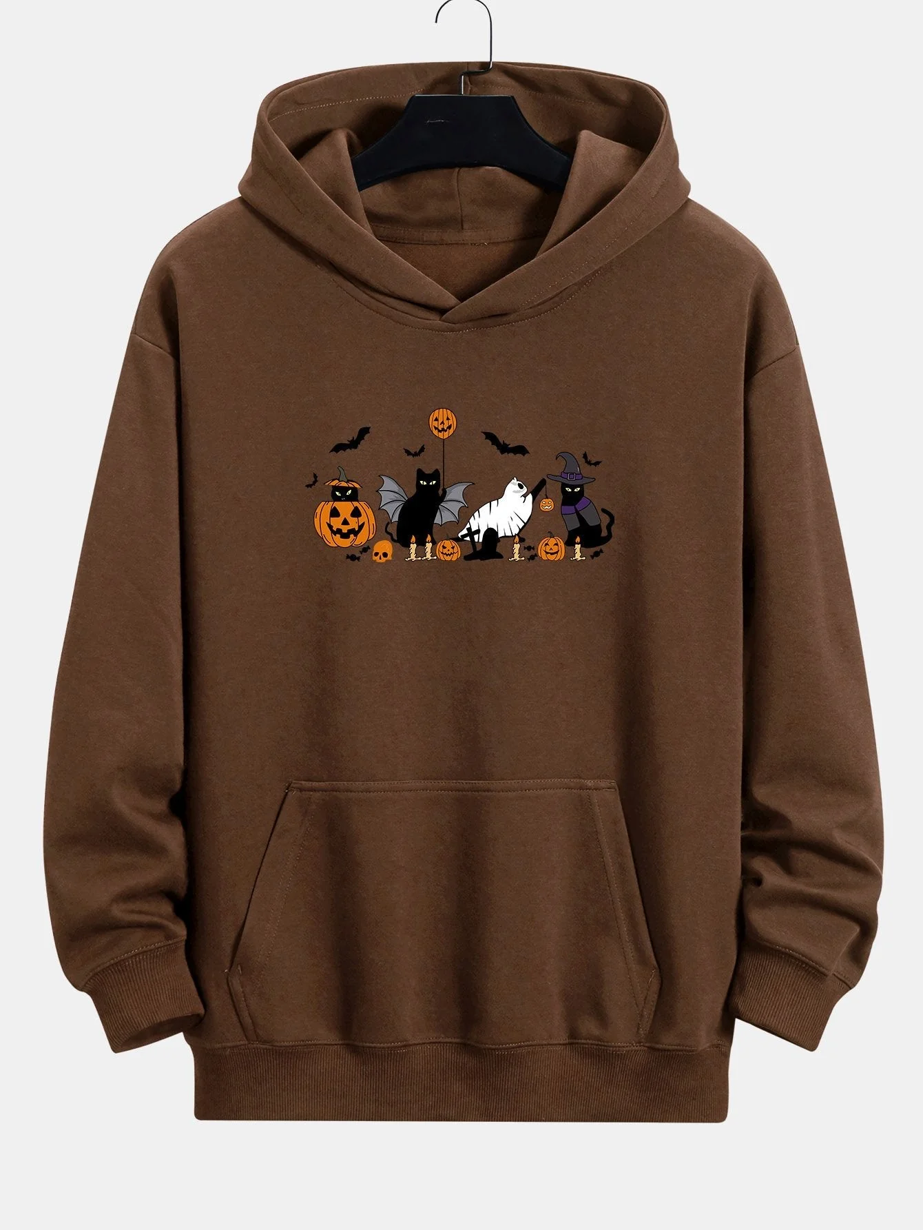 Dallas | Halloween Pumpkin Black Cat Print Relax Fit Hoodie - Image 3