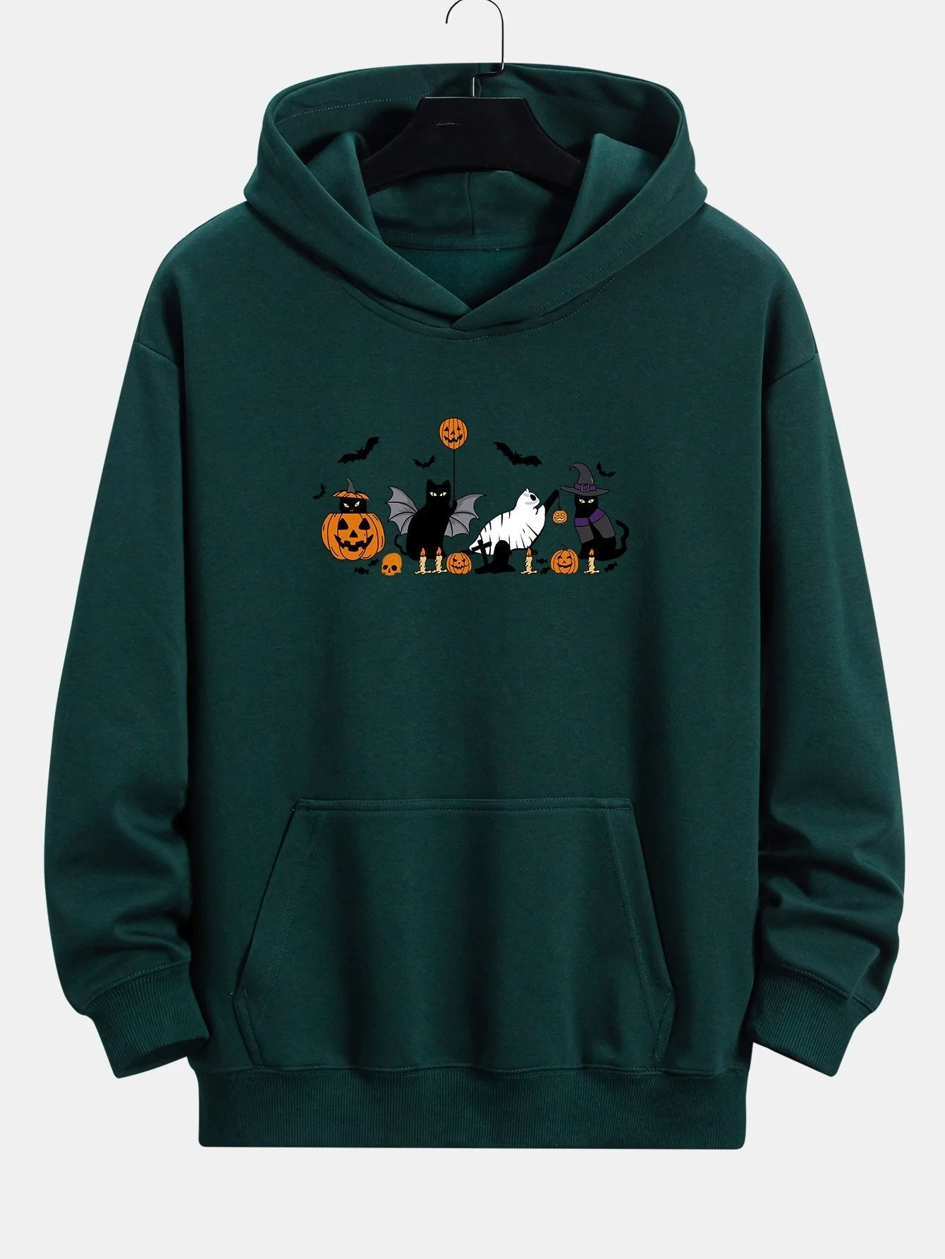 Dallas | Halloween Pumpkin Black Cat Print Relax Fit Hoodie - Image 4