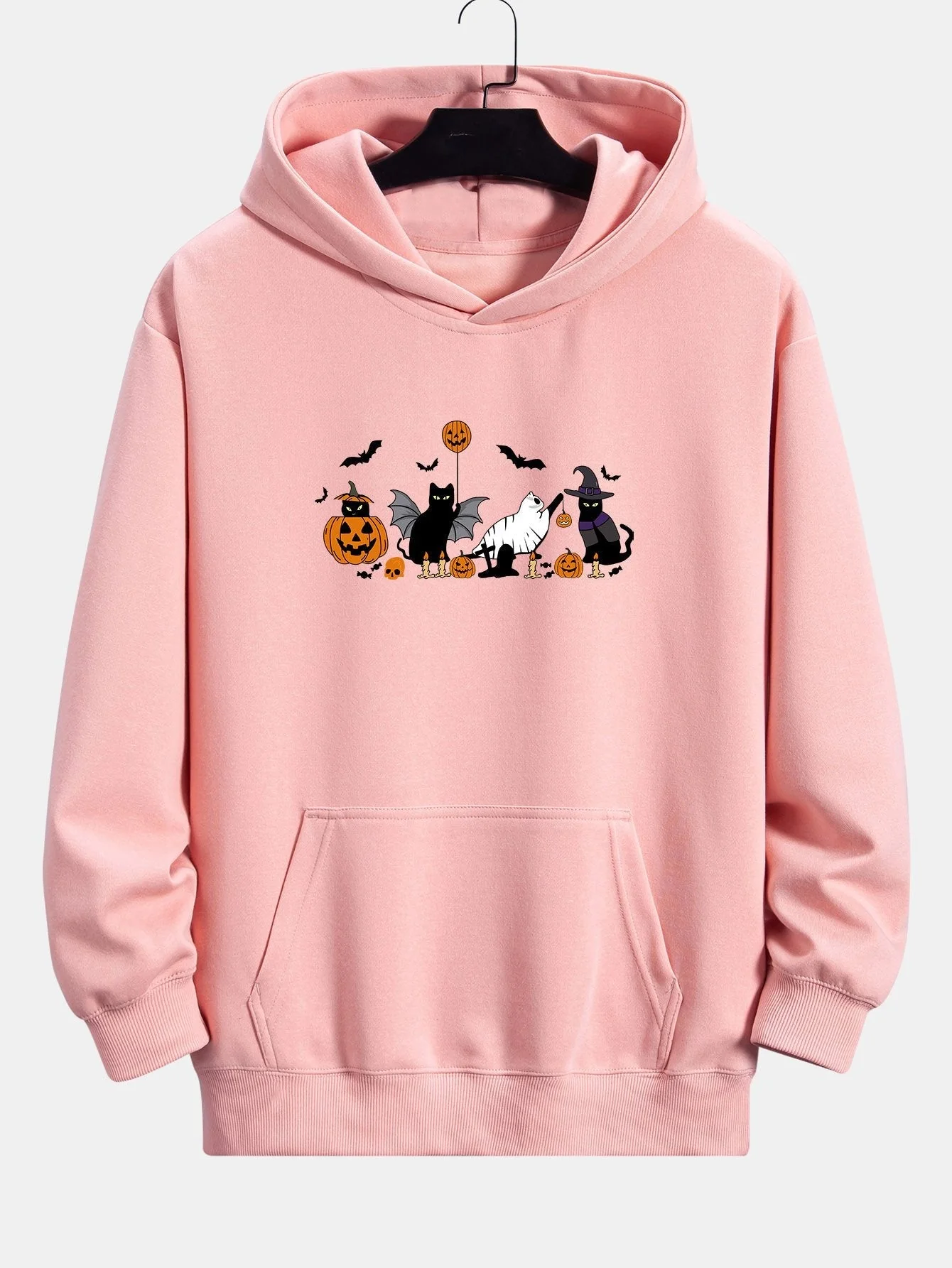 Dallas | Halloween Pumpkin Black Cat Print Relax Fit Hoodie - Image 7