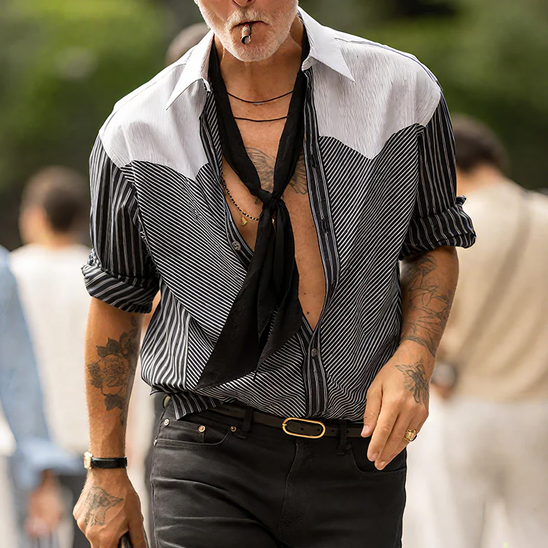 Daniel | Men'S Retro Striped Casual Lapel Long Sleeve Shirt - Image 2