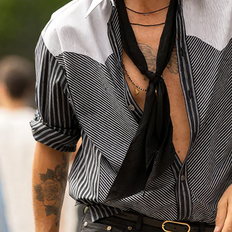 Daniel | Men'S Retro Striped Casual Lapel Long Sleeve Shirt - Image 3