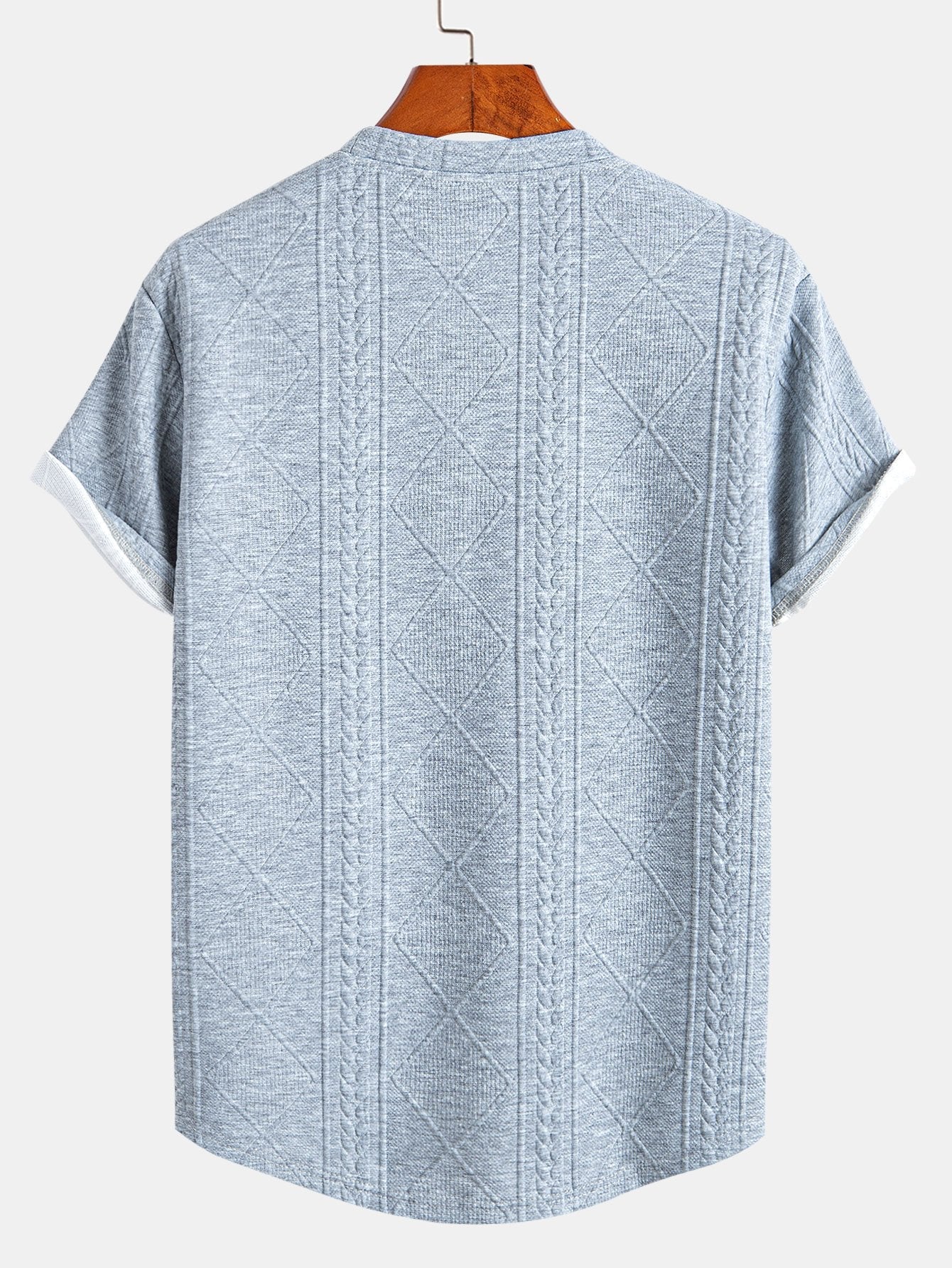 Daryl® | Short Sleeve Geometric Jacquard Arc Hem T-Shirt - Image 6