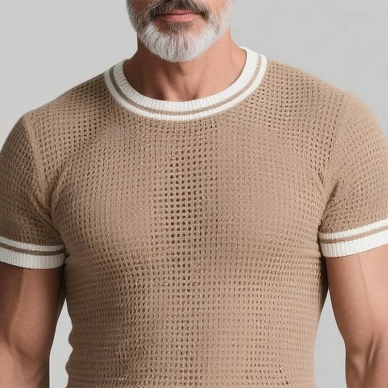 David | Men'S Slim Fit Colorblocked Round Neck Short Sleeve Knitted T-Shirt - Image 2
