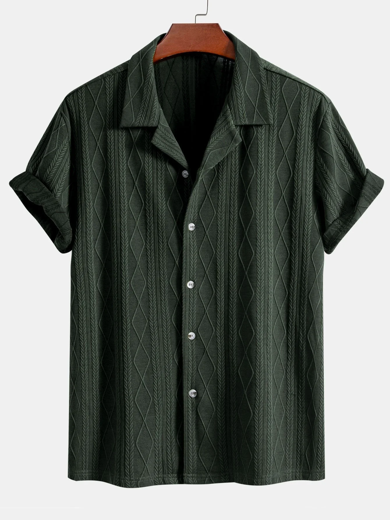 Derek® | Knitted Geometric Rhombus Jacquard Cuban Shirt