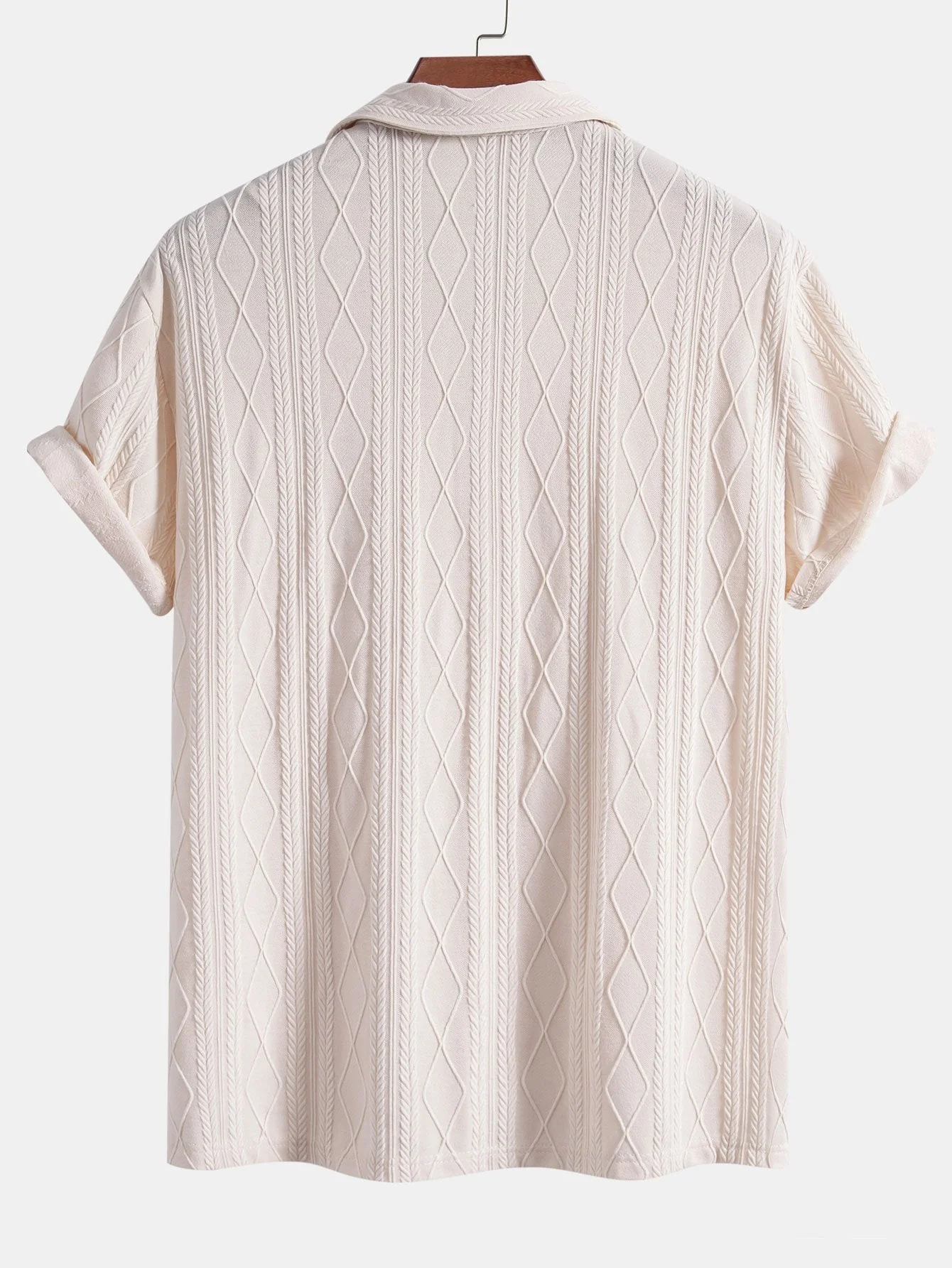 Derek® | Knitted Geometric Rhombus Jacquard Cuban Shirt - Image 4