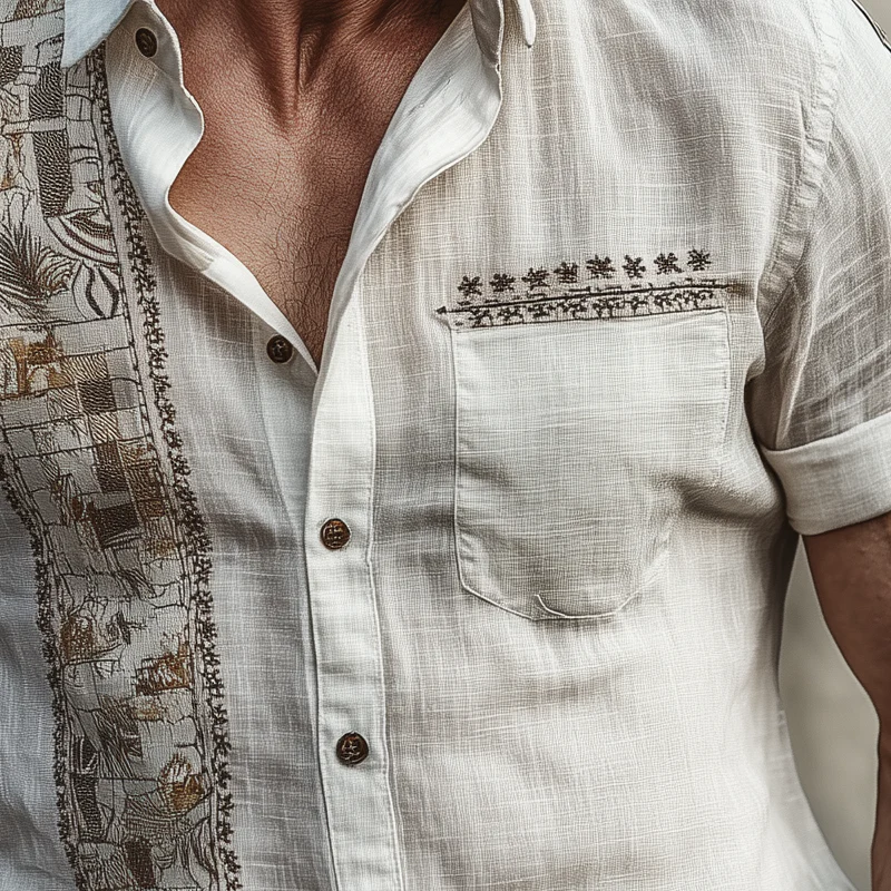 Derek | Men'S Retro Geometric Short Sleeve Lapel Shirt - Image 3