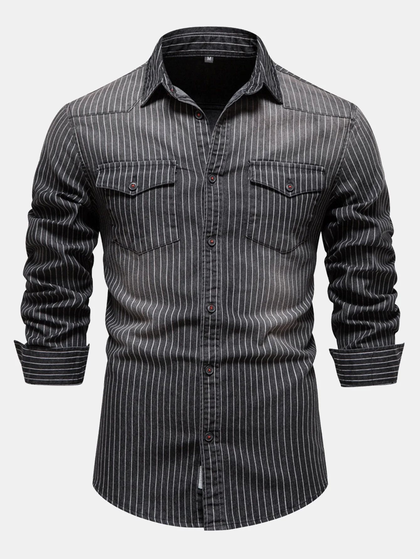 Desiderio® | Stripe Washed Denim Shirt With Pockets - Image 2