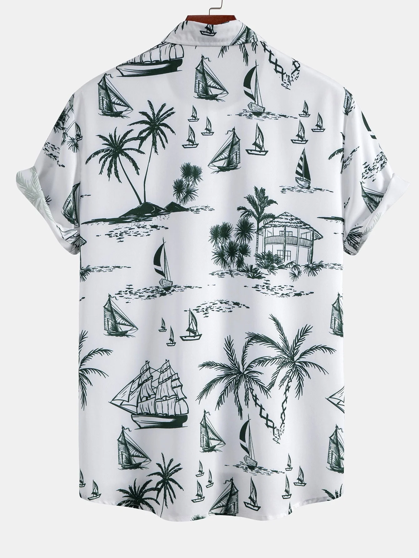 Devon® | Island Sailing Print Button Up Shirt - Image 6