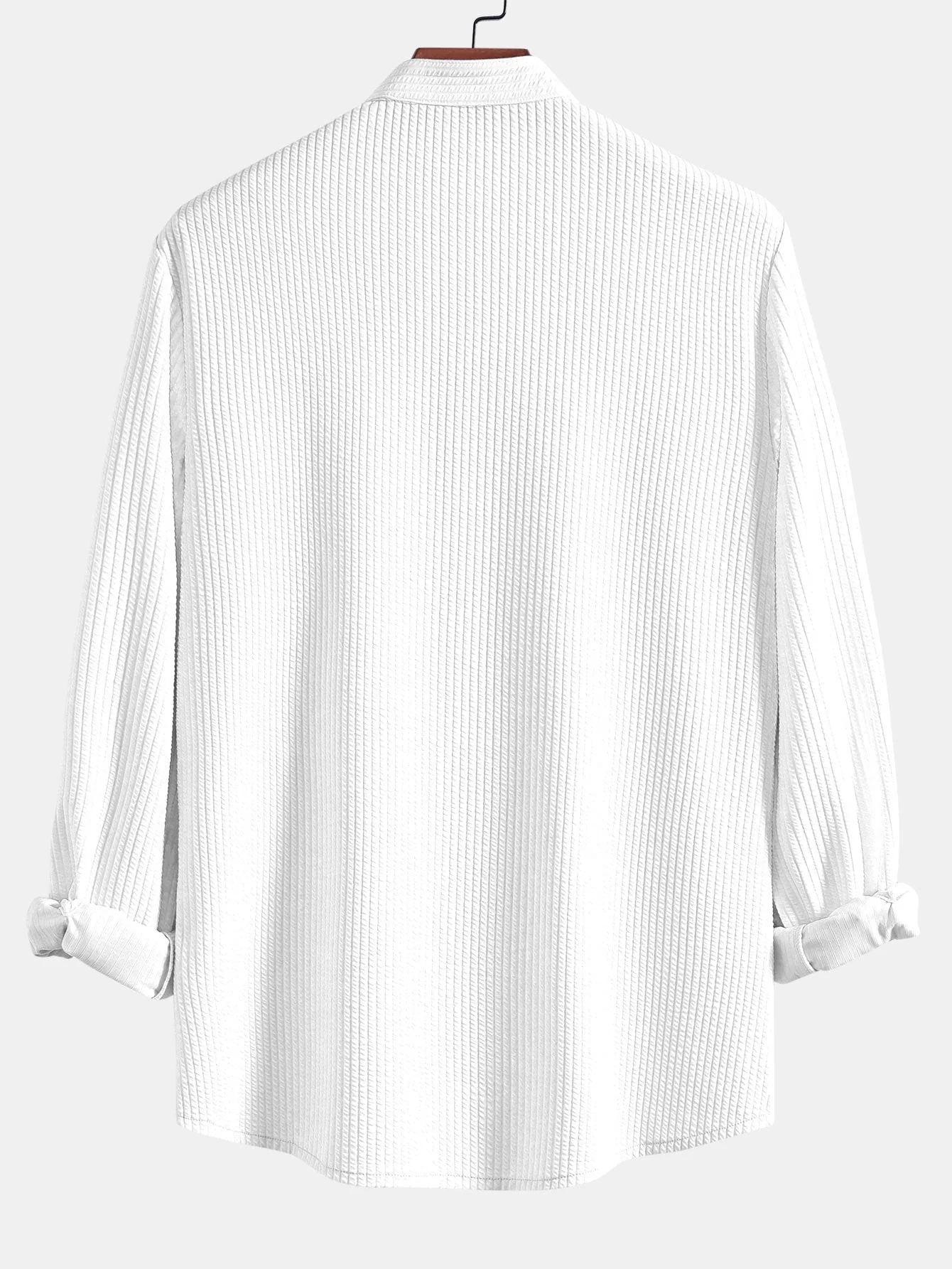 Donald® | Muscle Fit Ribbed Long Sleeved Shirt With Mandarin Collar - Image 8