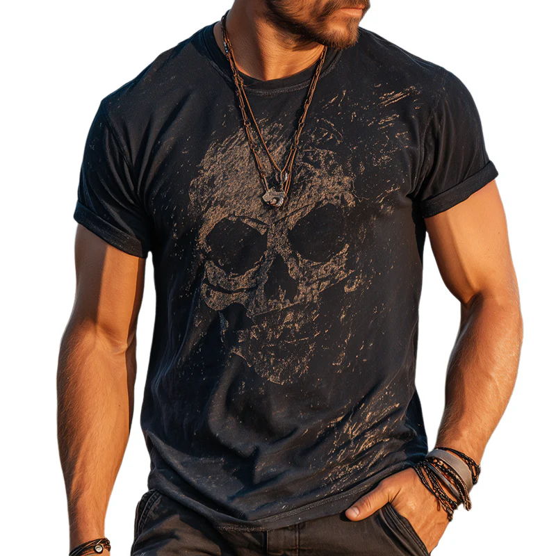Donald | Men'S Retro Casual Skull Print Round Neck Short Sleeve T-Shirt