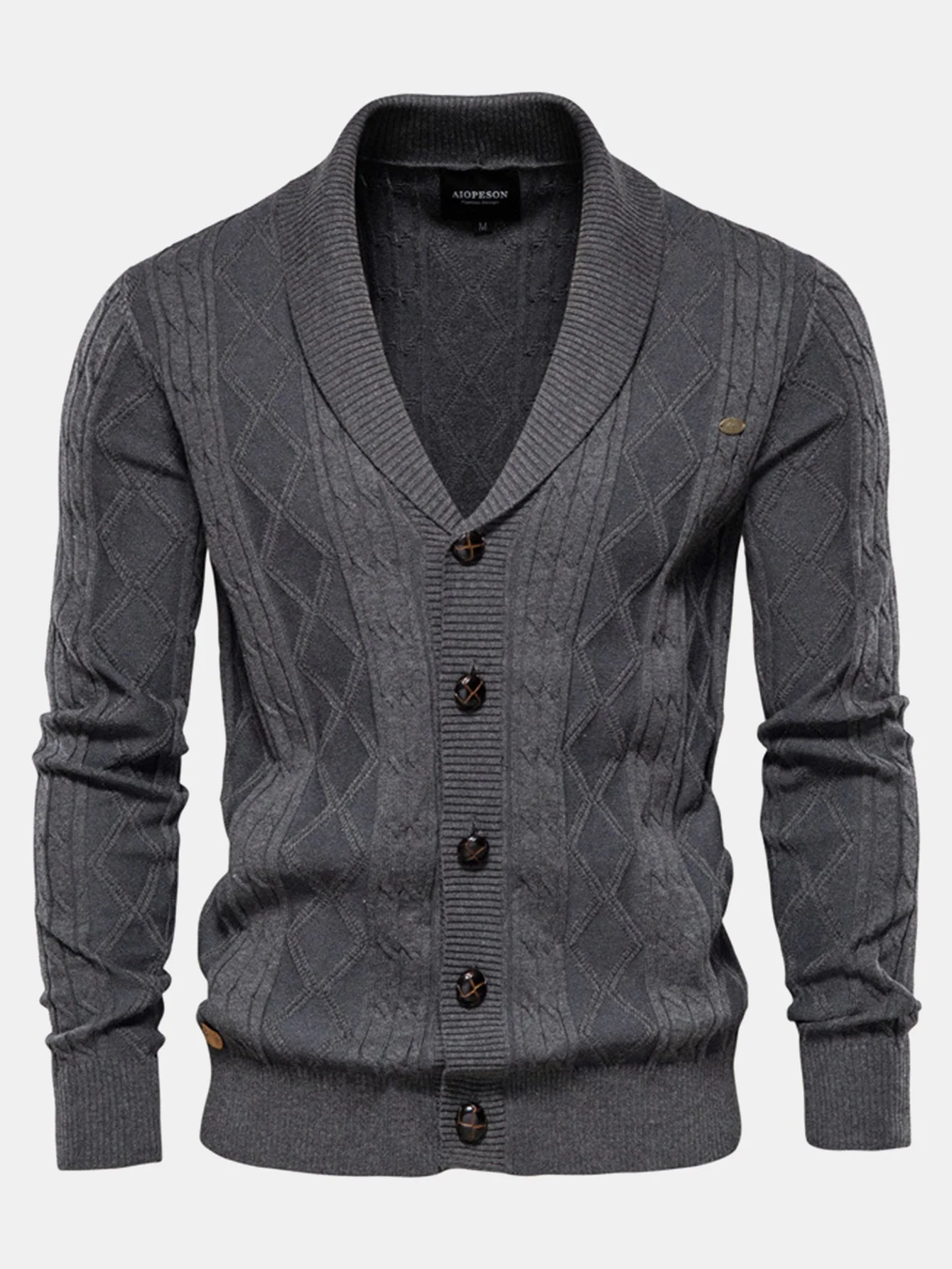 Donato® | Geometric Jacquard Shawl Collar Cardigan Sweater - Image 6