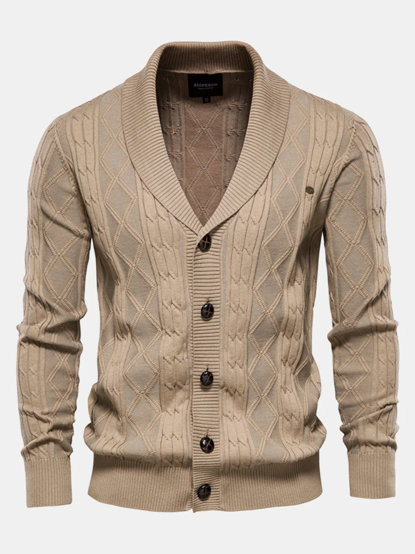 Donato® | Geometric Jacquard Shawl Collar Cardigan Sweater - Image 8